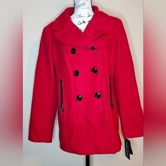 Black Rivet Wilson's Leather Wool Blend Peacoat Size Large - Picture 1 of 16